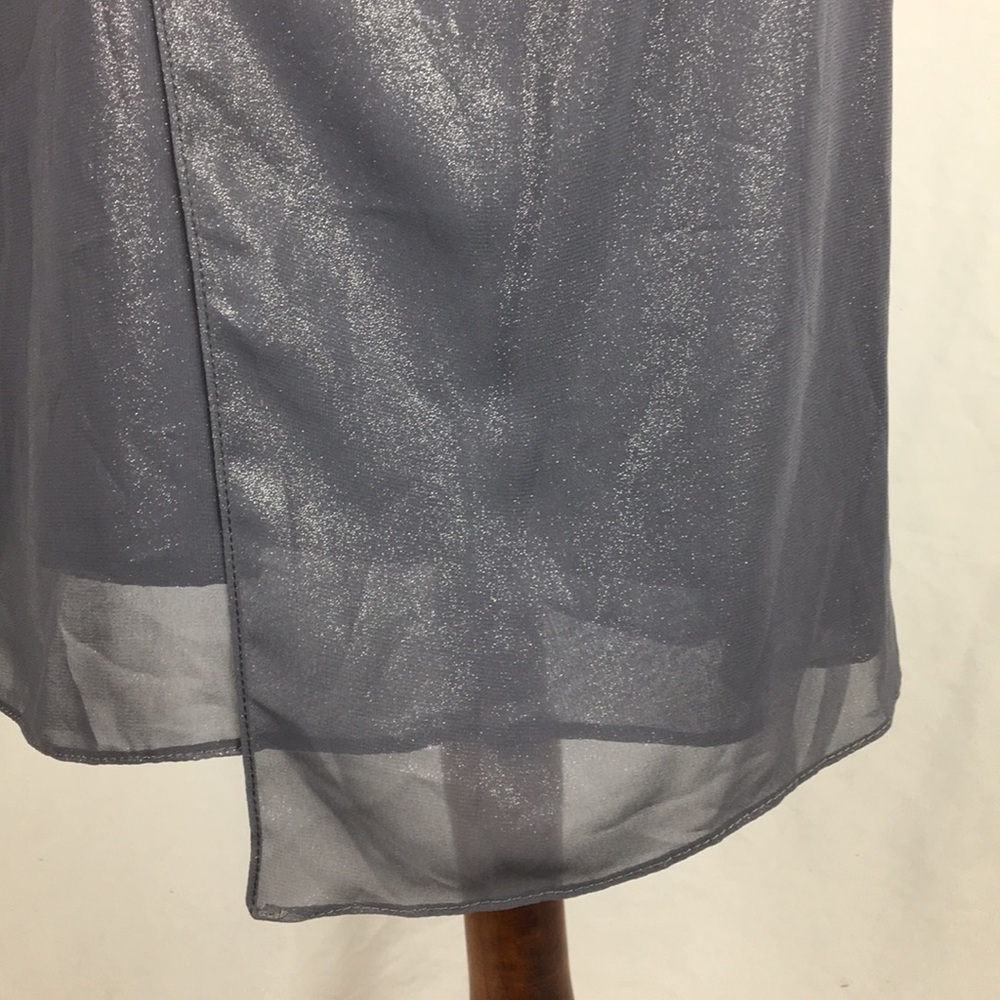 DAVID’S BRIDAL Strapless Fogfoil Split Dress Sz 2 - Picture 8 of 8